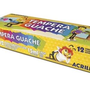 Tinta guache 15 ml c/12 cores Acrilex CX 1 UN
