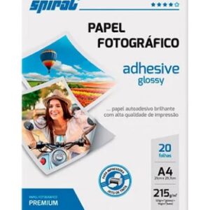 Papel fotográfico A4 215g glossy paper adesivo AG215-20 Spiral PT 20 FL