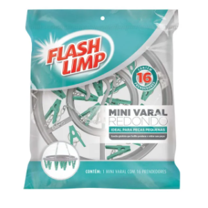 MINI VARAL REDONDO C/16 PRENDEDORES FLASHLIMP
