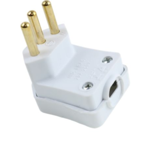Plugue Macho 90° Grande Branco 2 Polos 10A