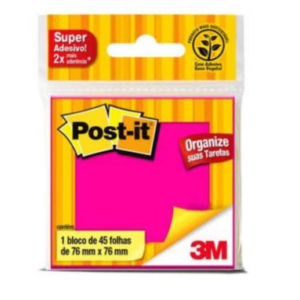 Bloco Adesivo Post-It 76x76cm com 45 Folhas Rosa