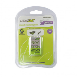 Bateria 9V Recarregável 250 Mah Ni-Mh  FX-9V/25B1  Flex