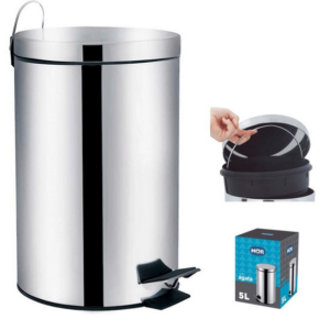 LIXEIRA ACO INOX 5 LITROS CESTO LIXO COM PEDAL BALDE REMOVIVEL