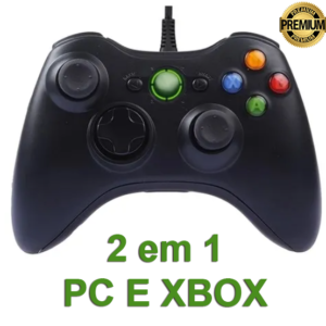Controle Xbox 360 Com Fio usb 2 Em 1 funciona no computador e xbox Joystick pc