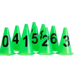 10 Cones NUMERADOS 24cm p/ Treinamento Limão