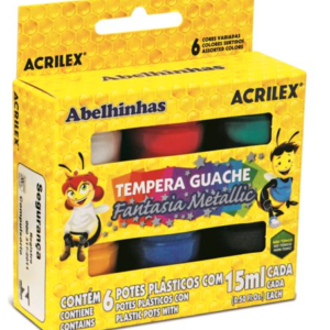 Tempera Guache Fantasia Metallic - 6 unid - Acrilex