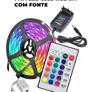 Fita Led 3528 Rgb 16 Cores 5m Ip65 Prova D` Agua Controle+fonte