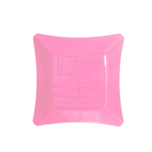 Prato Cristal Quadrado Rosa Baby 16cm - 10 unidades
