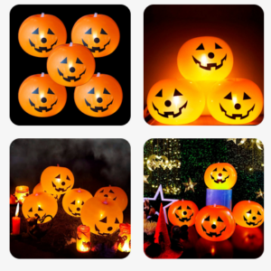 Balão Abóbora Halloween LED - 05 unidades